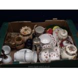 A quantity of china to include Masons ginger jar, Royal Crown Derby 'Derby posies' trinket dish,