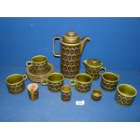 A Hornsea 'Heirloom' part coffee set comprising five cups, six saucers, milk jug, sugar bowl,