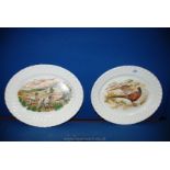 Two meat plates depicting 'game' scenes,