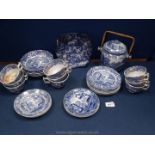 A quantity of blue and white Spode ''Italian'' tableware including ten cups, six saucers,