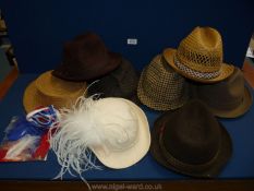 A quantity of hats including Christy's of London brown suede trilby, size 6 7/8, Dunn & Co.