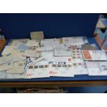 A box of stamps from 1908 and first day covers GB, Ireland, Iceland etc.