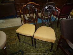 An elegant pair of Mahogany framed Side Chairs having turned and lobed front legs,
