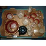 A quantity of mixed glass including a trifle set and bowls, sundae dishes, green jug,