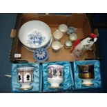 A quantity of china including Coalport souvenir goblets, small Buchan pottery jug,