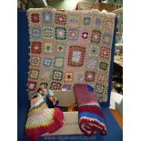Three crocheted blankets, 41 1/2'' square,