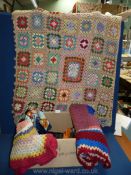 Three crocheted blankets, 41 1/2'' square,