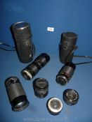 A small quantity of miscellaneous lenses including a Minolta MD 50 mm, Tamron 200 mm,