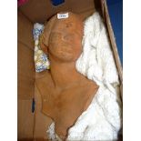 A heavy terracotta Bust of a young girl, 19'' tall,