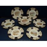 An Aynsley comport and six dessert Plates,