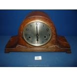 A Napoleon hat shaped Westminster chiming Mantle clock, 16'' wide overall x 9 1/2'' high,