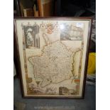 A framed copy of a Map of Monmouthshire.