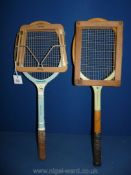 Two vintage tennis rackets by Grays of Cambridge and Cleaves.