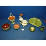 A quantity of Ewenny Pottery including; a basket, bud vases, bowls, etc.