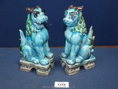 A pair of Chinese dragons, turquoise.