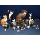A quantity of Cat figures including Beswick, Kensington designed Winstanley Cat 7'', etc.