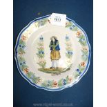 A good HR (Henriot) Quimper plate, c.