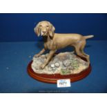 A Border Fine Arts Weimaraner Dog, BO732 on fixed wooden plinth, 7'' high x 9'' long.