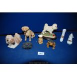 A small quantity of china to include three dog figures, Lhasa Apso by the Leonardo Collection,