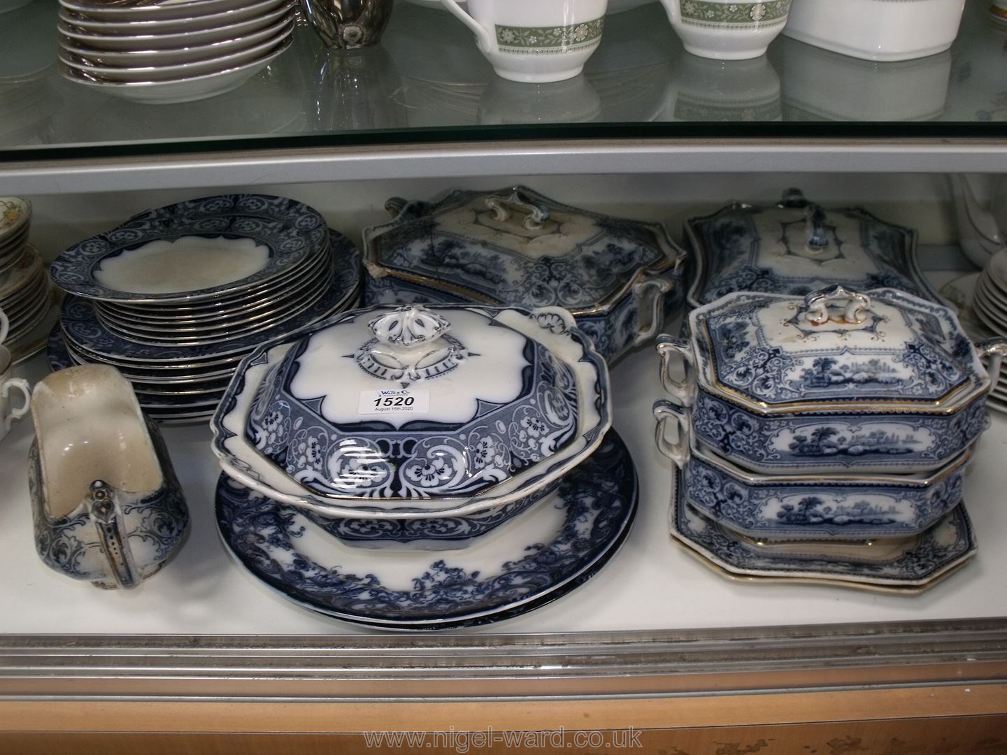 A quantity of blue and white including Burslem ware tureens (some a/f), Burleighware Tureen, - Image 2 of 3