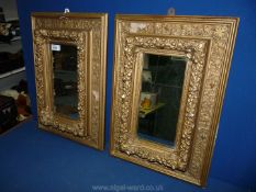 A small pair of ornate plaster gilt Mirrors, 20" long x 14 1/2" wide,