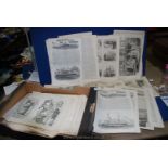A box of Illustrated London News Graphic pages of illustrations and adverts mostly 1850-1900.