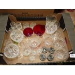 A quantity of glasses including Tudor, Webb Corbett, liqueur, champagne,