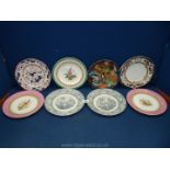 Eight display plates including Burgess & Leigh hand painted, Worcester floral,