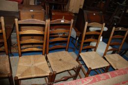 A set of five elegant ladder-back,