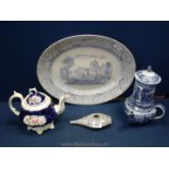 A quantity of china to include Victorian Gaudy Welsh teapot,