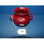 A Clement Massier, Vallauris pottery two handled Censer with ox blood glaze,