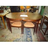 A mid century Hans Olsen Dining suite designed for Frem Rojle comprising oval dining table,