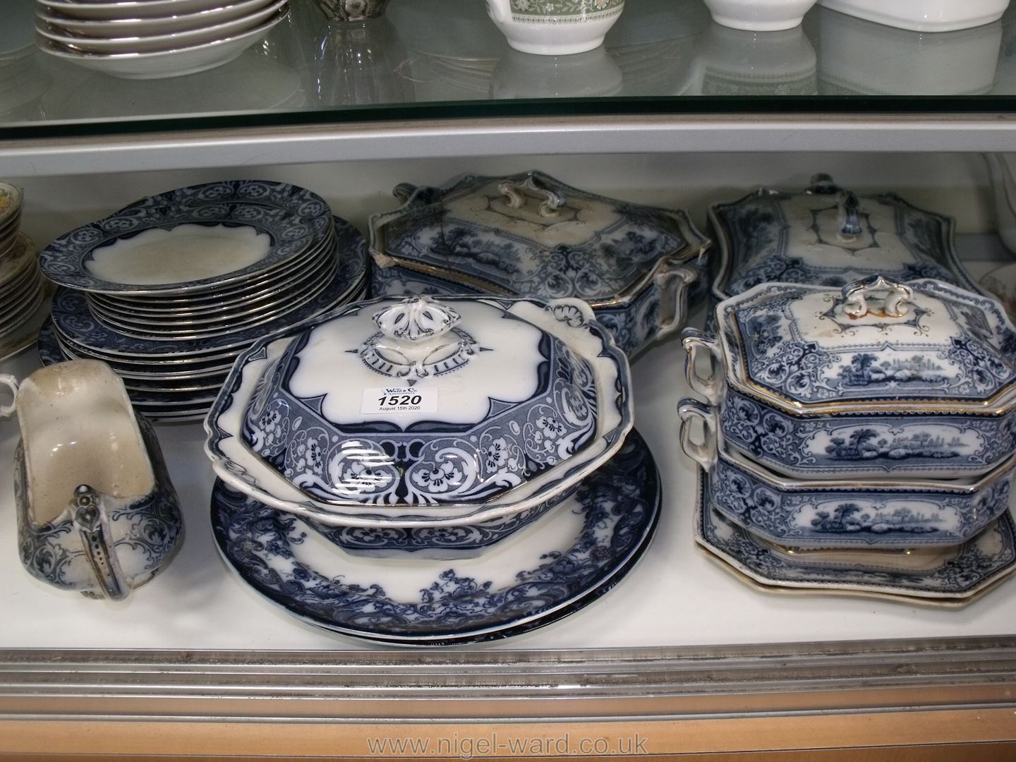A quantity of blue and white including Burslem ware tureens (some a/f), Burleighware Tureen, - Image 3 of 3