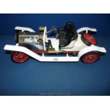 A Mamod 'steam' automobile model old classic car painted white,