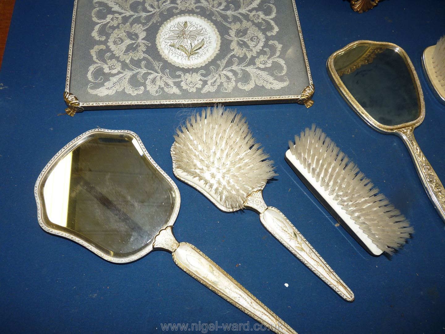 A quantity of part dressing table sets, gilded mirrors, glass trays, etc. - Image 4 of 5