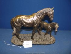 A figure of mare and foal, 9" tall,