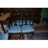 A matched set of eight (four plus four) fretworked splat Mahogany framed Dining Chairs having