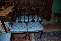 A matched set of eight (four plus four) fretworked splat Mahogany framed Dining Chairs having