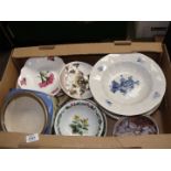 A quantity of display plates including Royal Worcester strawberry plates, Harrogate cat plates,