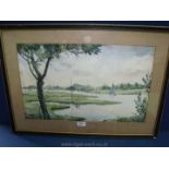 R.T. Horley, Watercolour of river scene 1956.