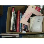 Box of books on gardening and flower arranging.