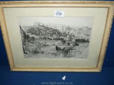A Print - The Auld Reekie showing The Royal Mile signed in pencil in margin R.C.