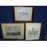 Three prints of local interest including Worcester Cathedral by Barbara Graham,