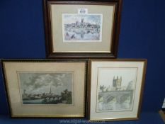 Three prints of local interest including Worcester Cathedral by Barbara Graham,