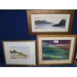 A framed watercolour 'Haven' initialled T.