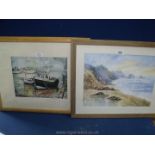 A framed and mounted Watercolour of Boats in Harbour, initialled lower right DSO113,