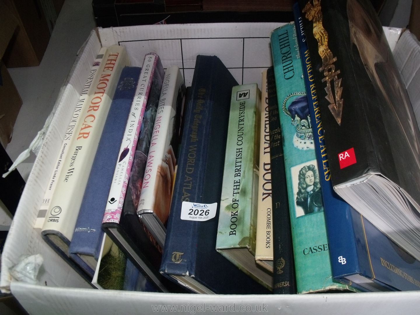 A box of books to include 'Domesday' book, Churchill, Atlas, etc. - Image 2 of 2