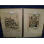 A pair of Edward Scott etchings 'The Hatchet Inn, Bristol' and 'The George Inn, Somerset,