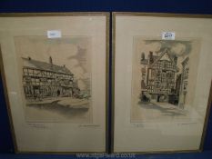 A pair of Edward Scott etchings 'The Hatchet Inn, Bristol' and 'The George Inn, Somerset,