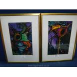 Two Watercolour abstract designs signed Fairburn, possibly Geoff Fairburn (1905-1999).